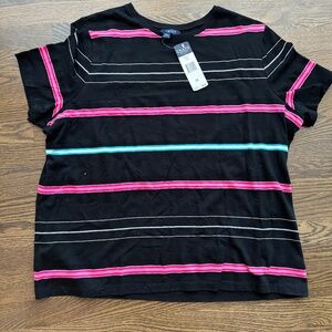 NWT CHAPS 100% cotton striped T shirt top Women's size 2X